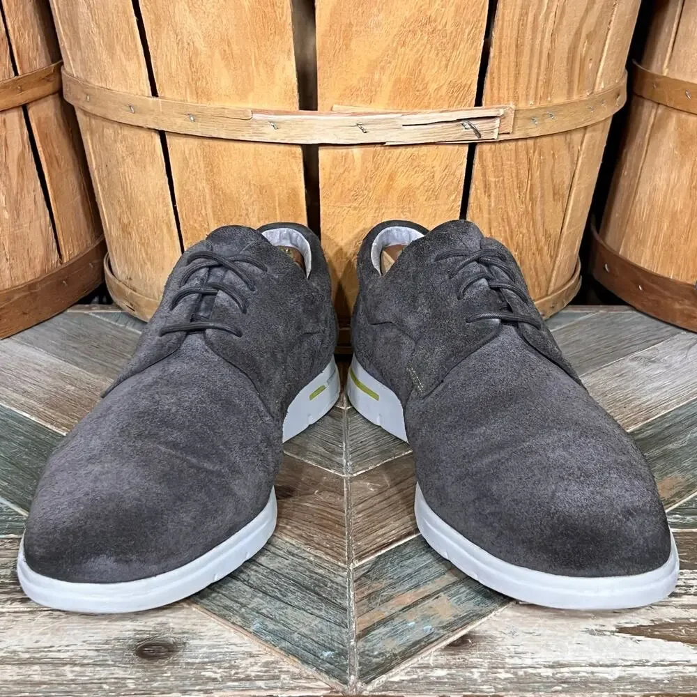 Clarks Denner Motion Plain Toe Gray Suede Comfort Oxford Sneakers Mens Size 12